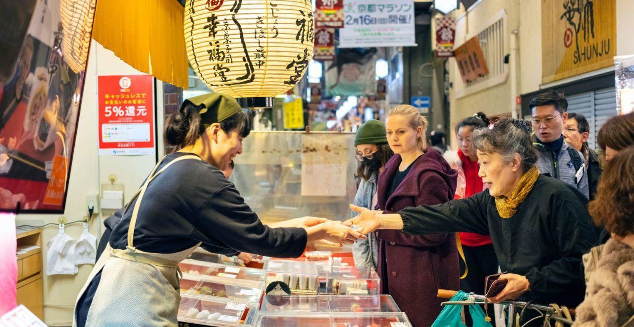 Japanese street seller in a street market
