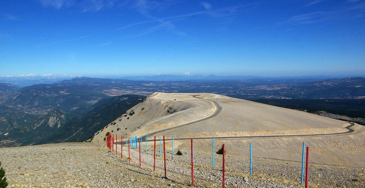 Scenic view of the winding road on Mont Ventoux with expansive landscape.