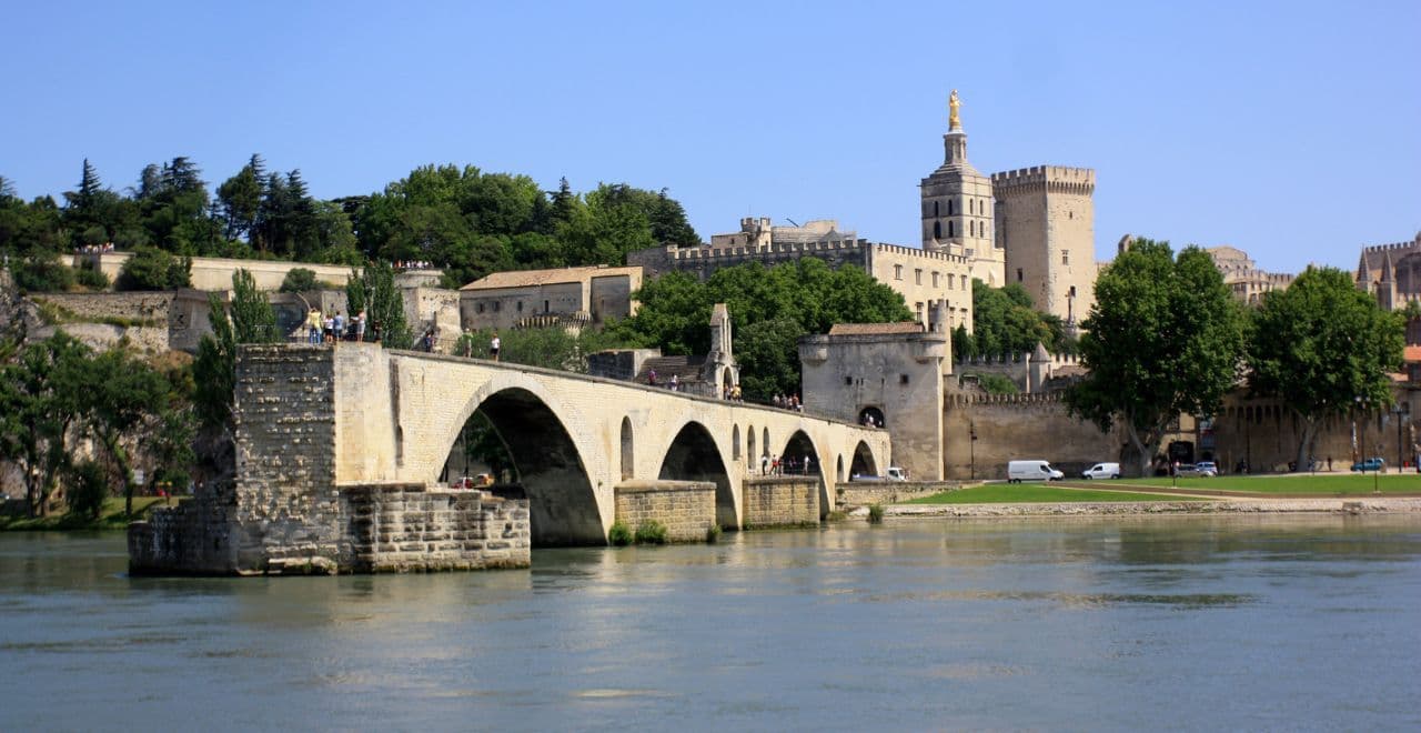 The old town of Avignon on the river