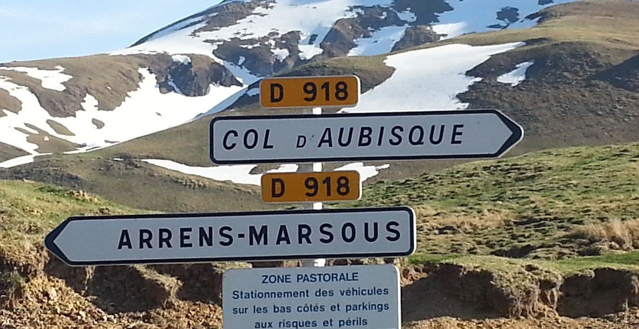 Sign for the Col d'Aubisque in France