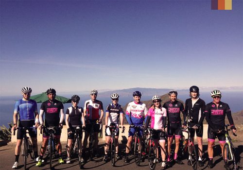 Group of cyclists at the Mount Teide