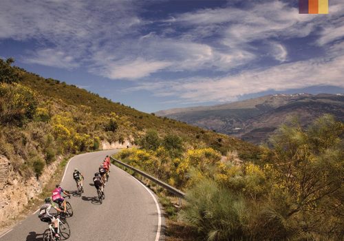 Cyclists ride on the Carr de El Purche