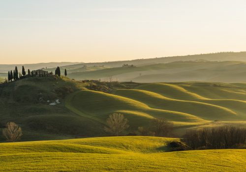 Beautiful views over the green rolling hills of Tuscany