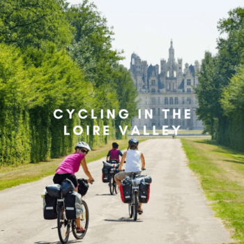 3 cyclists riding to Chateau Chambord in the Loire