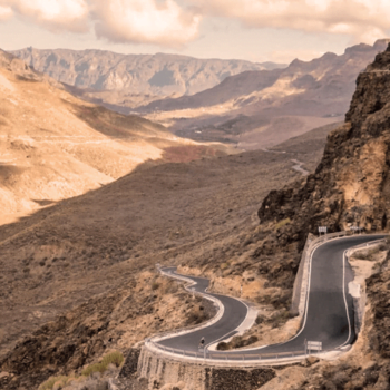 a cyclist riding up the Valley of the Tears in Gran Canaria