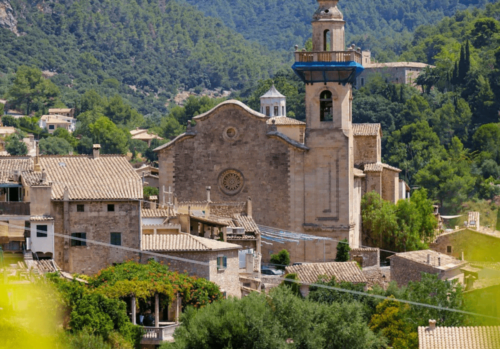 view of the church at valdemossa in mallorca
