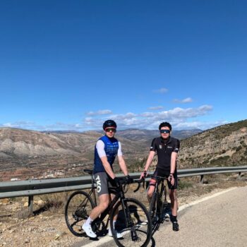 2 cyclists at the top of a climb in Castellon